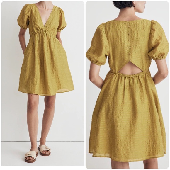Madewell Annamarie Mini Dress Citrus Lime - Picture 1 of 14